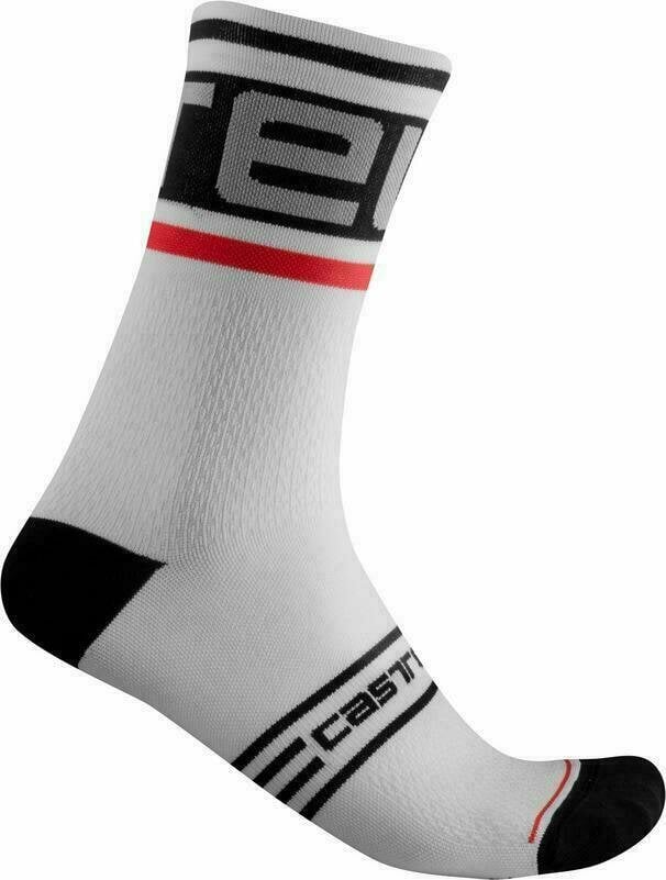 Șosete ciclism Castelli Prologo 15 Sock Black/White 2XL Șosete ciclism