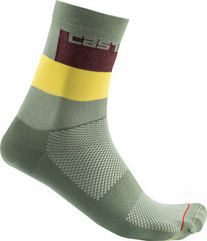 Kolesarske nogavice Castelli Blocco 15 Sock Avocado Green S/M Kolesarske nogavice - 1