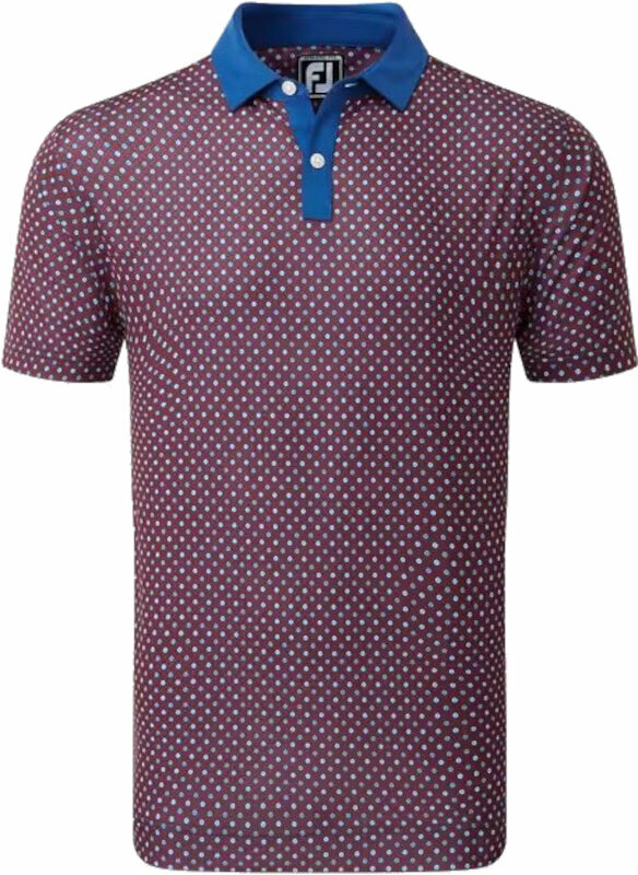 Footjoy Circle Print Mens Polo Shirt Twilight/Racing Red/Iron/White XL