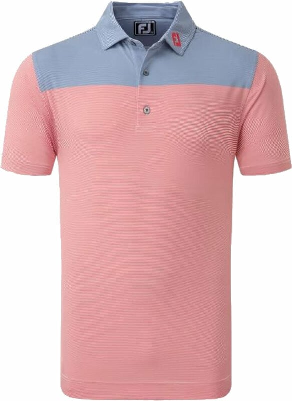 Footjoy End-On-End Block Mens Polo Shirt White/Racing Red/Twilight S