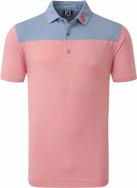 Footjoy End-On-End Block Mens Polo Shirt White/Racing Red/Twilight XL