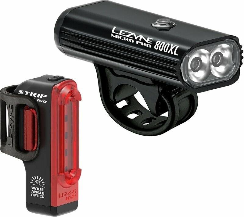 Cykellygte Lezyne Micro Pro 800XL/Strip Pair Black Front 800 lm / Rear 150 lm Cykellygte