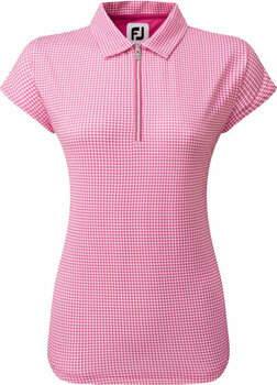 Camisa pólo Footjoy Houndstooth Print Cap Sleeve Womens Polo Shirt Hot Pink XS - 1