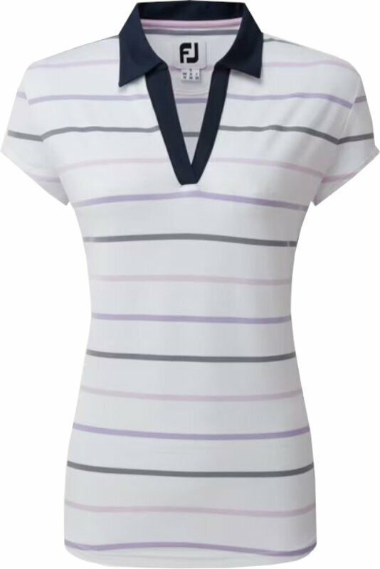 Footjoy Cap Sleeve Colour Block Womens Polo Shirt White/Navy XS