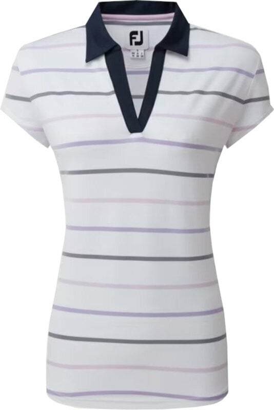 Levně Footjoy Cap Sleeve Colour Block Womens Polo Shirt White/Navy L