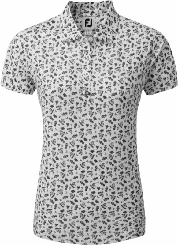 Camiseta polo Footjoy Floral Print Womens Polo Shirt Black XS