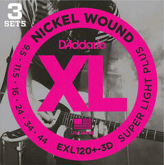 Cordes pour guitares électriques D'Addario EXL120+-3D Cordes pour guitares électriques