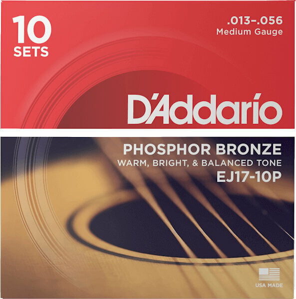 Cordes de guitares acoustiques D'Addario EJ17-10P