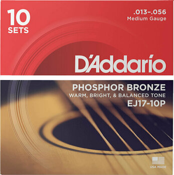 Cordes de guitares acoustiques D'Addario EJ17-10P - 1