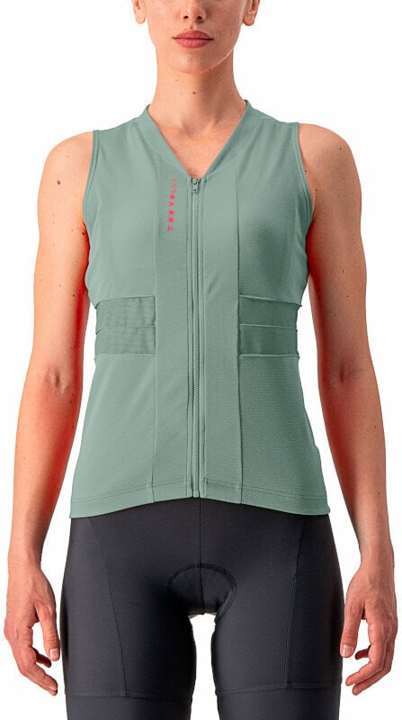 Cycling jersey Castelli Anima 4 Sleeveless Defender Green/Persian Red L