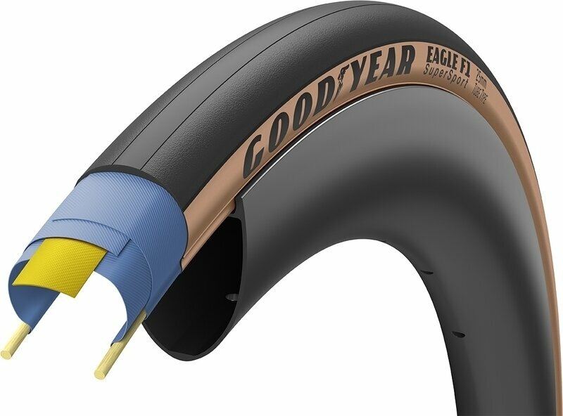 Road bike tyre Goodyear Eagle F1 SuperSport Tube Type 29/28" (622 mm) 25.0 Black/Tan Folding Road bike tyre