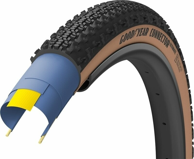 Pneu pentru biciclete de șosea Goodyear Connector Ultimate Tubeless Complete 29/28" (622 mm) 35.0 Black/Tan Pliere Pneu pentru biciclete de șosea