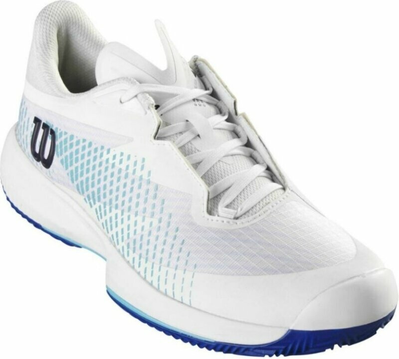 Calçado de ténis para homem Wilson Kaos Swift 1.5 Clay Mens Tennis Shoe White/Blue Atoll/Lapis Blue 42 2/3 Calçado de ténis para homem
