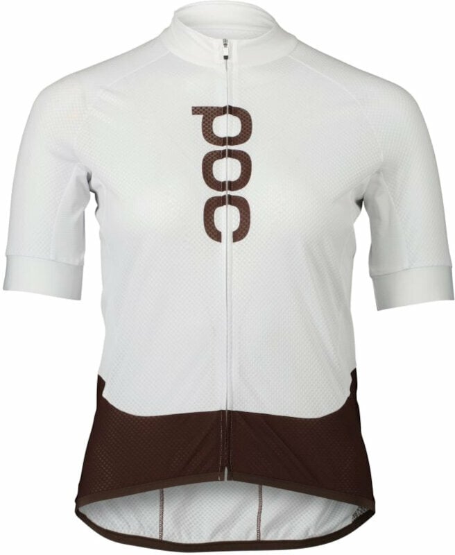 Maillot de cyclisme POC Essential Road Women´s Logo Jersey Maillot Hydrogen White/Axinite Brown L