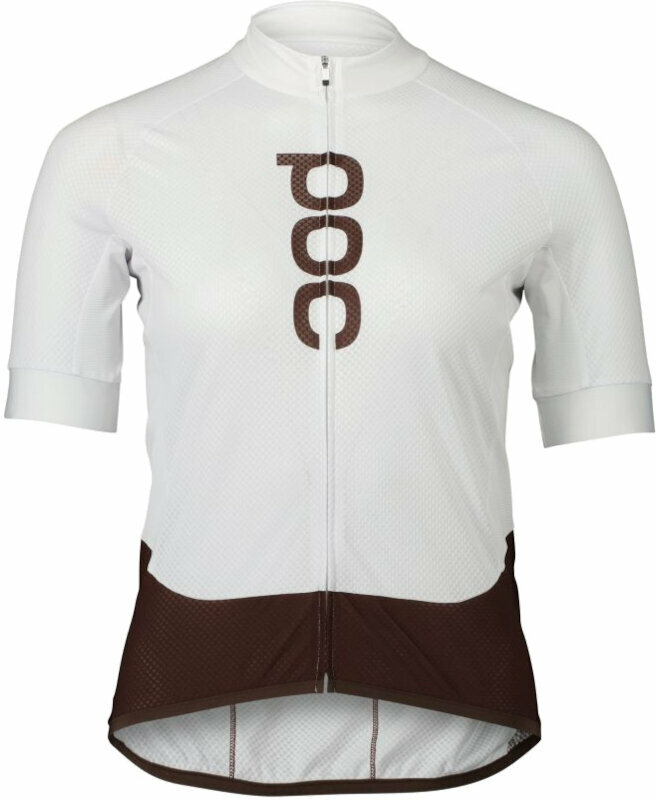 Maglietta ciclismo POC Essential Road Logo Jersey Maglia Hydrogen White/Axinite Brown XS