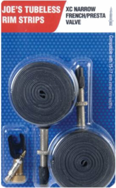 Schläuche Joe's No Flats 2 Tubeless Rim Strips 15 - 17 mm Black Sclaverandventil Felgenbänder