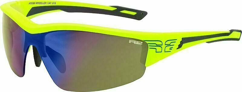 Occhiali da ciclismo R2 Wheeller Neon Yellow/Grey/Blue Mirror Occhiali da ciclismo