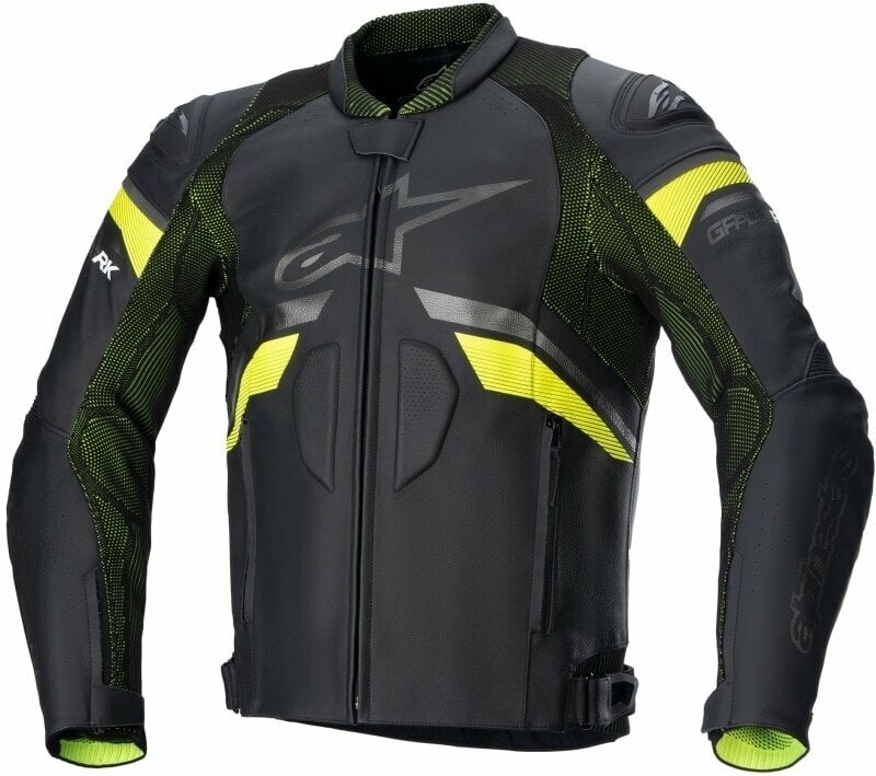 Кожено яке Alpinestars GP Plus R V3 Rideknit Leather Jacket Black/Yellow Fluo 50 Кожено яке