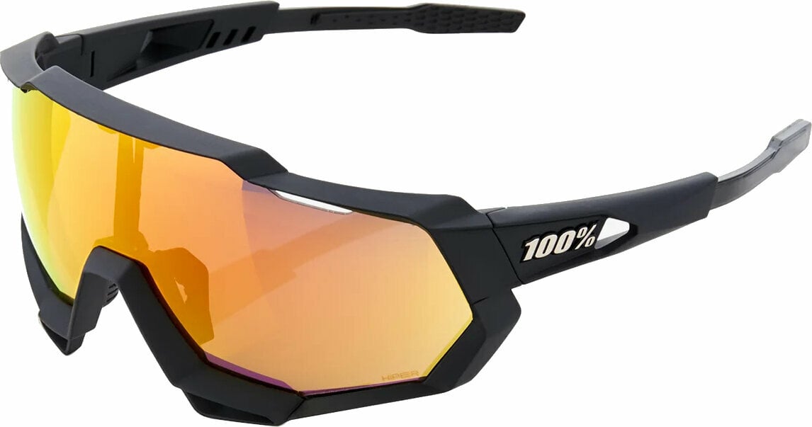 Óculos de ciclismo 100% Speedtrap Soft Tact Black/HiPER Red Multilayer Mirror Lens Óculos de ciclismo