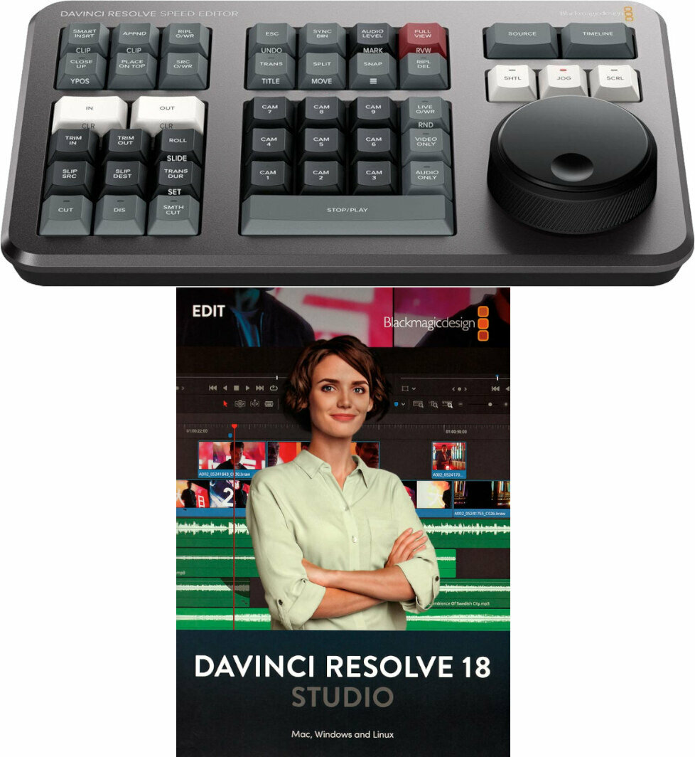 Console di missaggio video Blackmagic Design DaVinci Resolve Speed Editor + DaVinci Resolve Studio SET