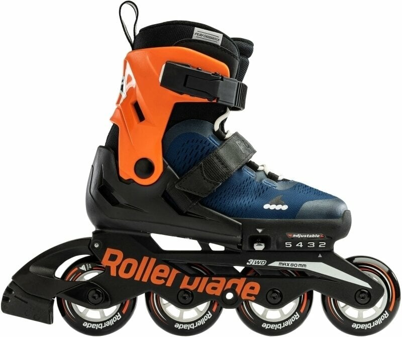 Rollers en ligne Rollerblade Microblade JR Midnight Blue/Warm Orange 28-32 Rollers en ligne