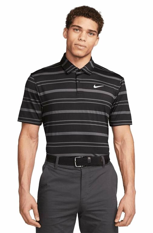 Poolopaita Nike Dri-Fit Tour Mens Striped Golf Black/Anthracite/White 2XL Poolopaita