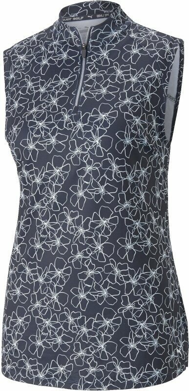 Camiseta polo Puma Womens Cloudspun Island Flower Sleeveless Polo Navy Blazer XS