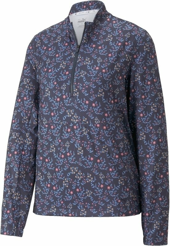 Bluza z kapturem/Sweter Puma Micro Floral Cloudspun 1/4 Zip Navy Blazer XS