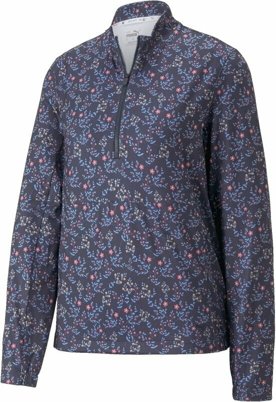 Bluza z kapturem/Sweter Puma Micro Floral Cloudspun 1/4 Zip Navy Blazer S