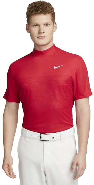 Polo Shirt Nike Dri-Fit ADV Tiger Woods Mens Mock-Neck Golf Polo Gym Red/University Red/White XL Polo Shirt