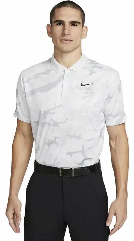Polo majice Nike Dri-Fit Victory+ Mens Camo Golf Polo Photon Dust/Summit White/Black S
