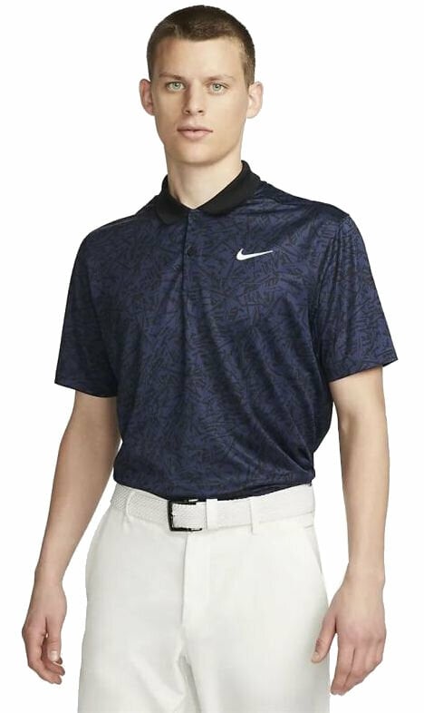 Polo Shirt Nike Dri-Fit Victory+ AOP Mens Golf Polo Midnight Navy/Black/White M