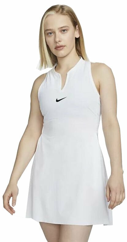 Tennisjurk Nike Dri-Fit Advantage Womens Tennis Dress White/Black XS Tennisjurk