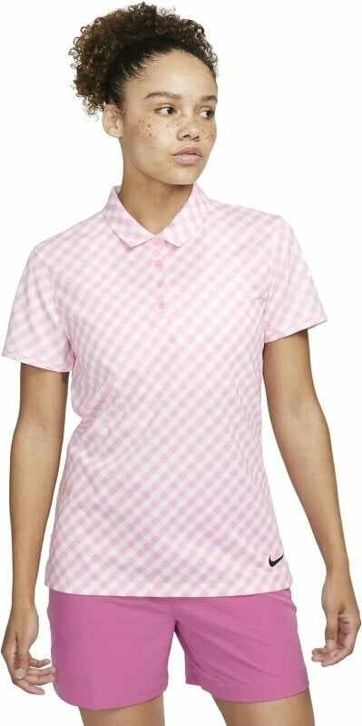 Polo Shirt Nike Dri-Fit Victory Womens Short-Sleeve Printed Golf Polo Medium Soft Pink/Black XL