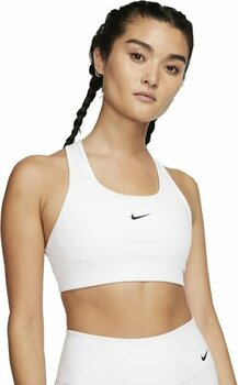 Fitness Unterwäsche Nike Dri-Fit Swoosh Womens Medium-Support 1-Piece Pad Sports Bra White/Black XS Fitness Unterwäsche - 1