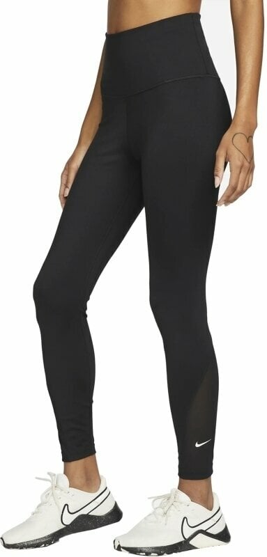 Fitness pantaloni Nike Dri-Fit One Womens High-Waisted 7/8 Leggings Black/White XS Fitness pantaloni