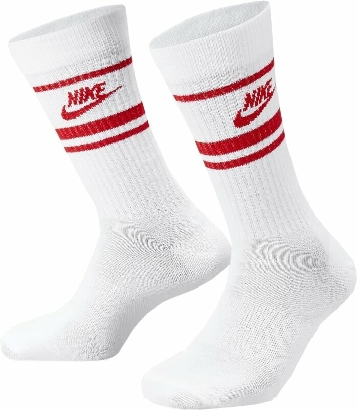 Calcetines Nike Sportswear Everyday Essential Crew Socks 3-Pack Calcetines White/University Red/University Red L