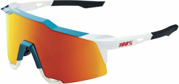 Cykelbriller 100% Speedcraft Gloss Metallic Bora Matte White/HiPER Red Multilayer Mirror Lens Cykelbriller - 1
