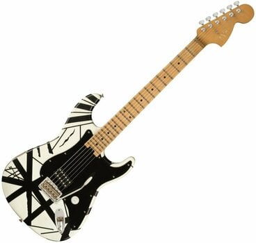 Electric guitar EVH Striped Series 78 Eruption Relic Relic White with Black Stripes Relic - 1