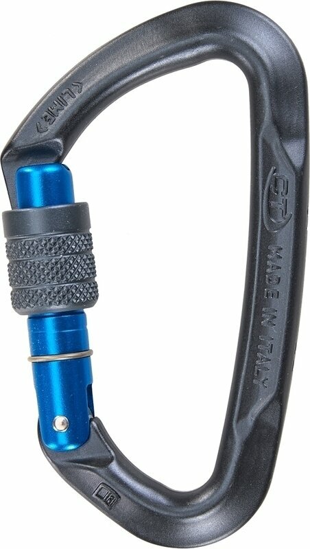 Climbing Carabiner Climbing Technology Lime SG D Carabiner Anthracite/Electric Blue Screw Lock
