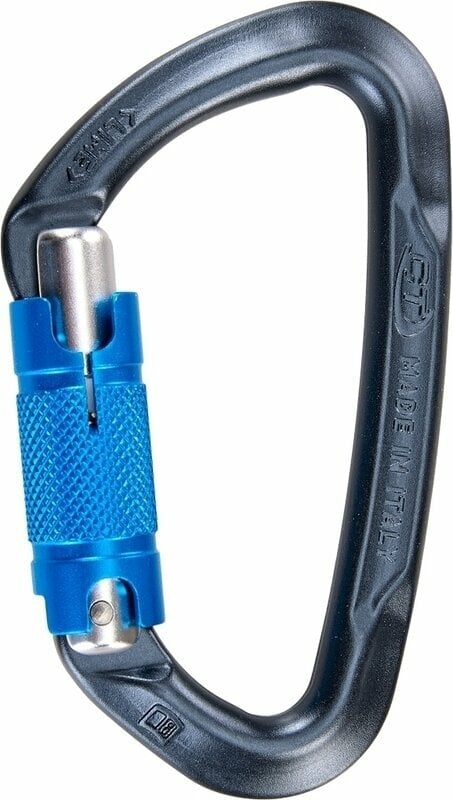 Klimkarabijnhaak Climbing Technology Lime WG D Carabiner Anthracite/Silver/Electric Blue Twist Lock