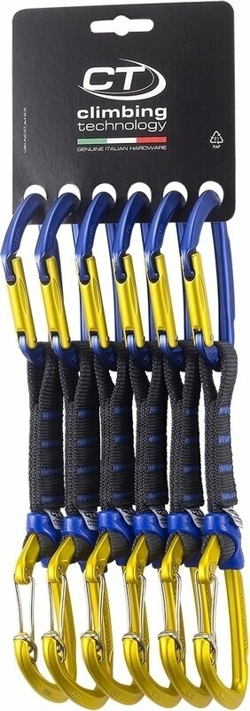 Climbing Carabiner Climbing Technology Berry Set NY Pro Quickdraw Blue/Gold Solid Straight/Wire Straight Gate 12.0