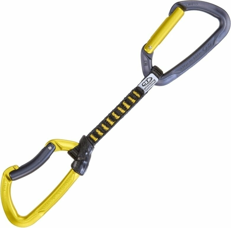 Mosquetão de escalada Climbing Technology Lime Set DY Quickdraw Anthracite/Mustard Yellow Solid Straight/Solid Bent Gate 12.0