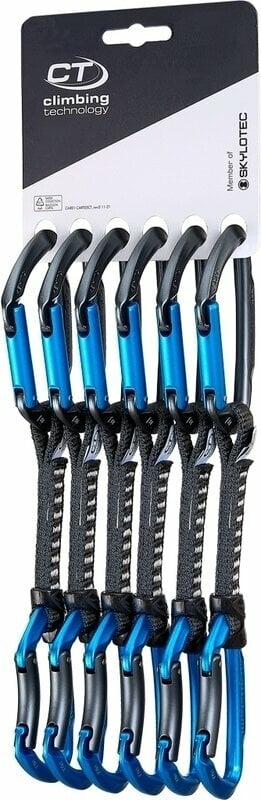 Klimkarabijnhaak Climbing Technology Lime Set DY Quickdraw Anthracite/Electric Blue Solid Straight/Solid Bent Gate 12.0
