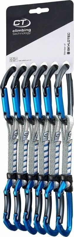 Klimkarabijnhaak Climbing Technology Lime Set NY Quickdraw Anthracite/Electric Blue Solid Straight/Solid Bent Gate 12.0