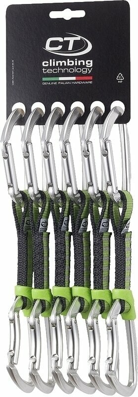 Climbing Carabiner Climbing Technology Lime Set NY Quickdraw Silver Solid Straight/Solid Bent Gate 12.0