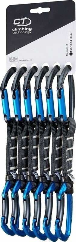 Klimkarabijnhaak Climbing Technology Lime Set NY Pro Quickdraw Anthracite/Electric Blue Solid Straight/Solid Bent Gate 12.0
