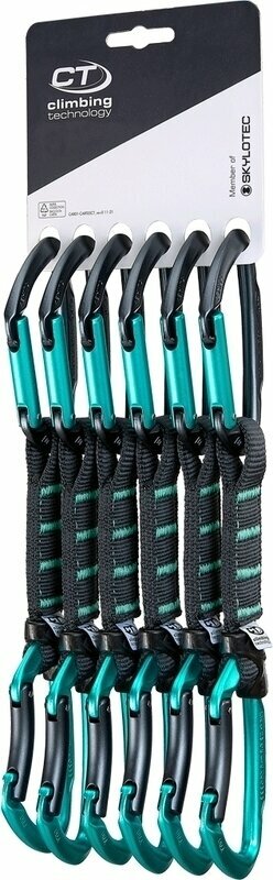 Climbing Carabiner Climbing Technology Lime Set NY Pro Quickdraw Anthracite/Aquamarine Solid Straight/Solid Bent Gate 12.0