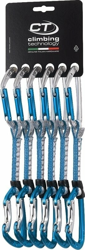 Climbing Carabiner Climbing Technology Aerial Pro Set DY Quickdraw Silver/Light Blue Solid Straight/Solid Bent Gate 12.0