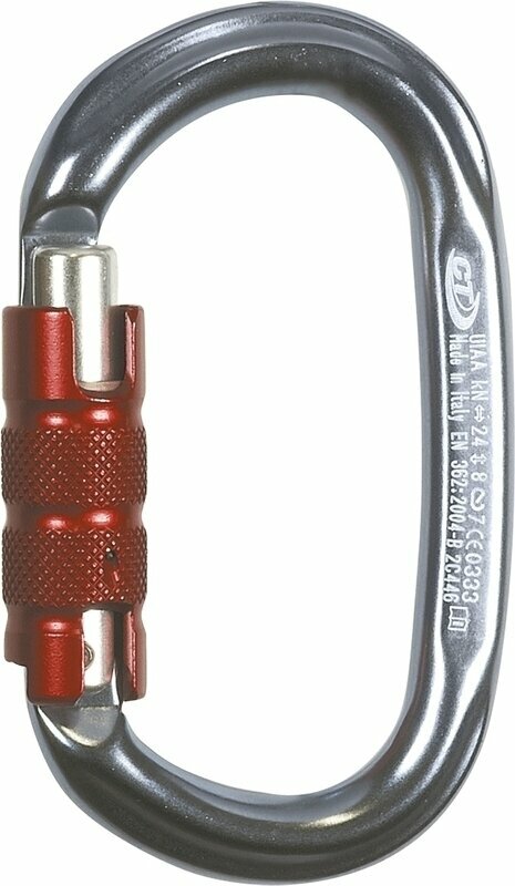 Karabiner Climbing Technology Pillar TG Oval Titanium/Silver/Red Twist Lock